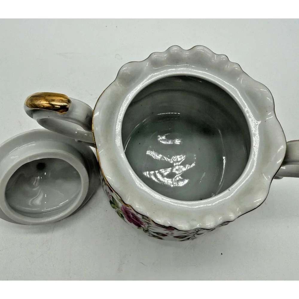 VINTAGE LEFTON PINK ROSE CHINTZ COVERED SUGAR BOWL & CREAMER SET COTTAGECORE